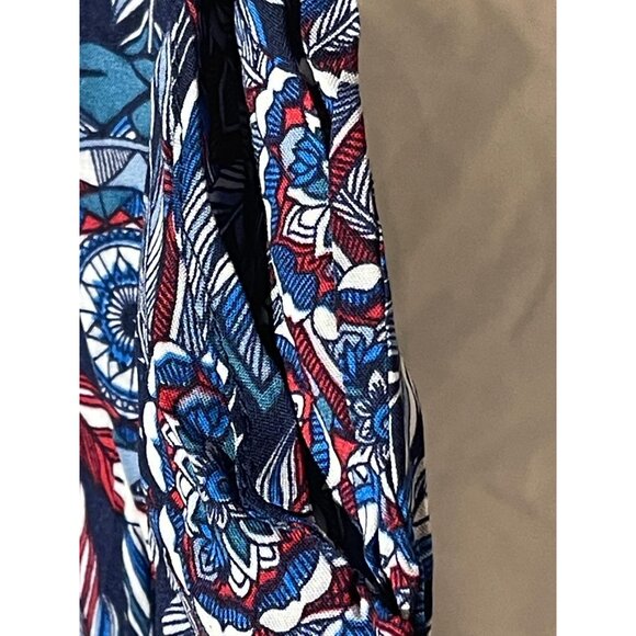 jumpsuit romper shorts tie around neck floral blue elastic waist & top M READ - Picture 8 of 9